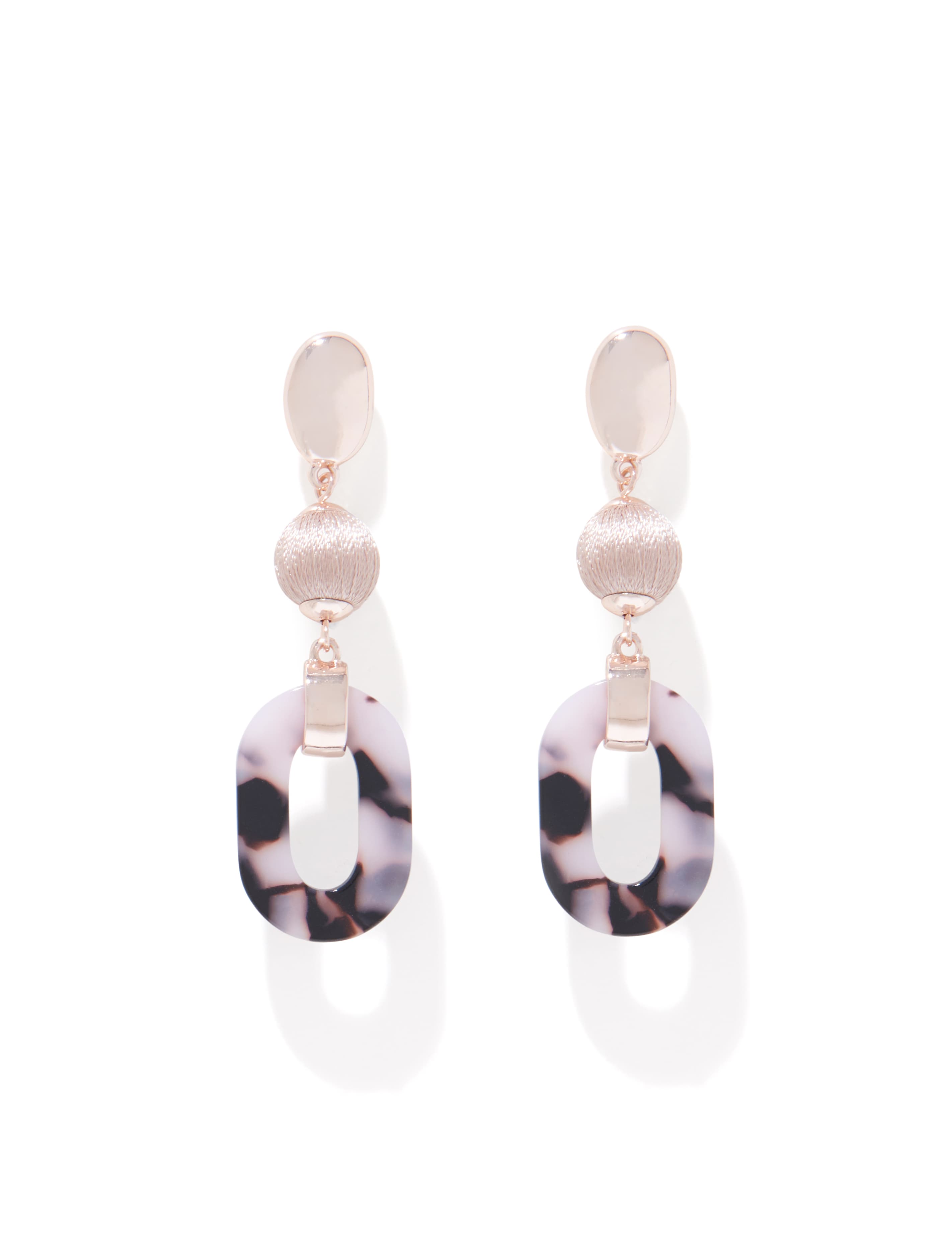 Ella Thread Wrap & Resin Drop Earrings Milky Tort and Mocha