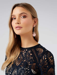 Saylor Bar & Resin Disc Drop Earrings Pink