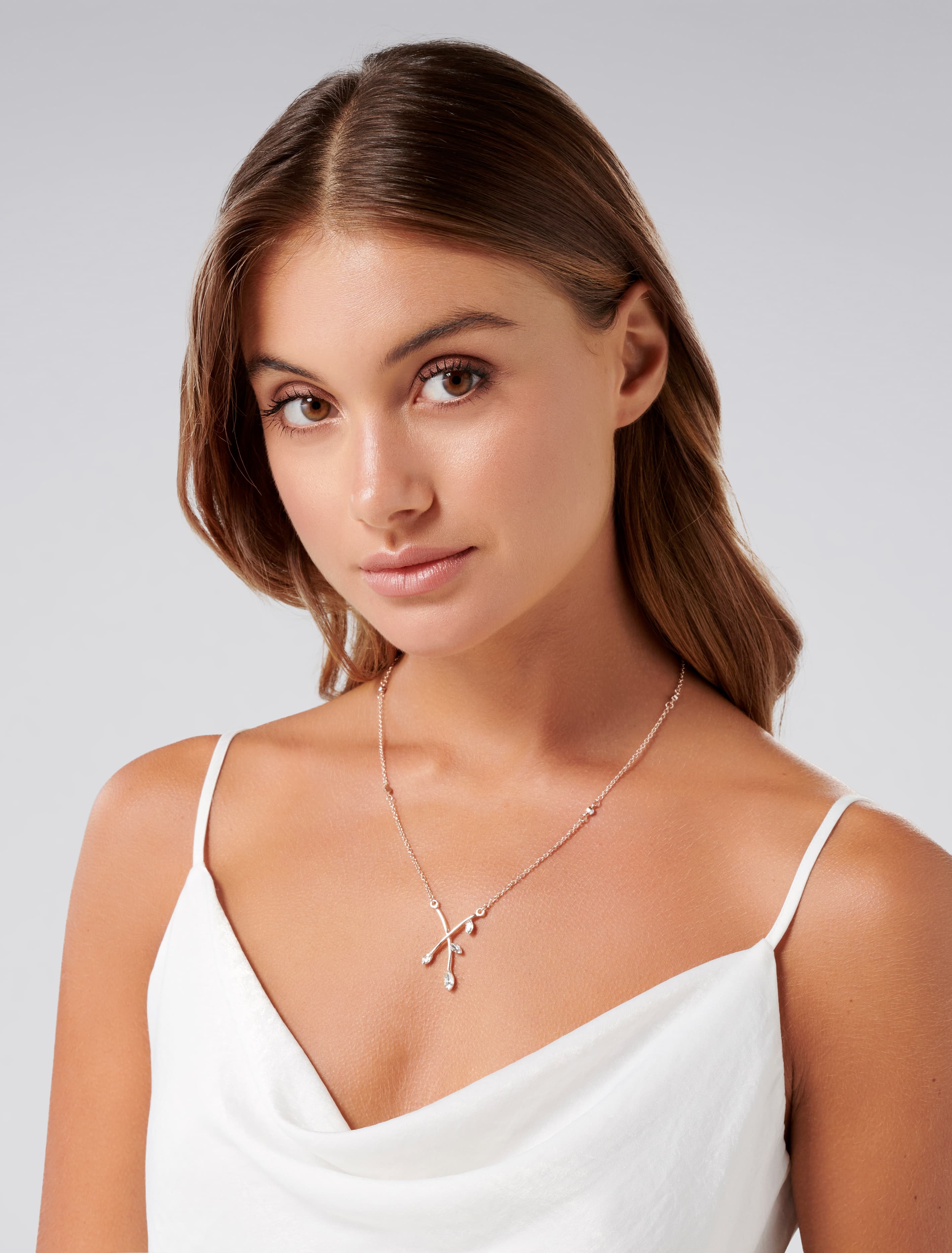 Angel Crossover Diamante Pendant Necklace Rose Gold