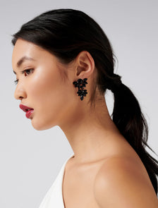 Zena Marquis Fan Drop Earrings Black