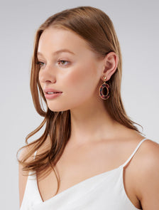 Chloe Resin Open Circle Drop Earrings  Red Multi
