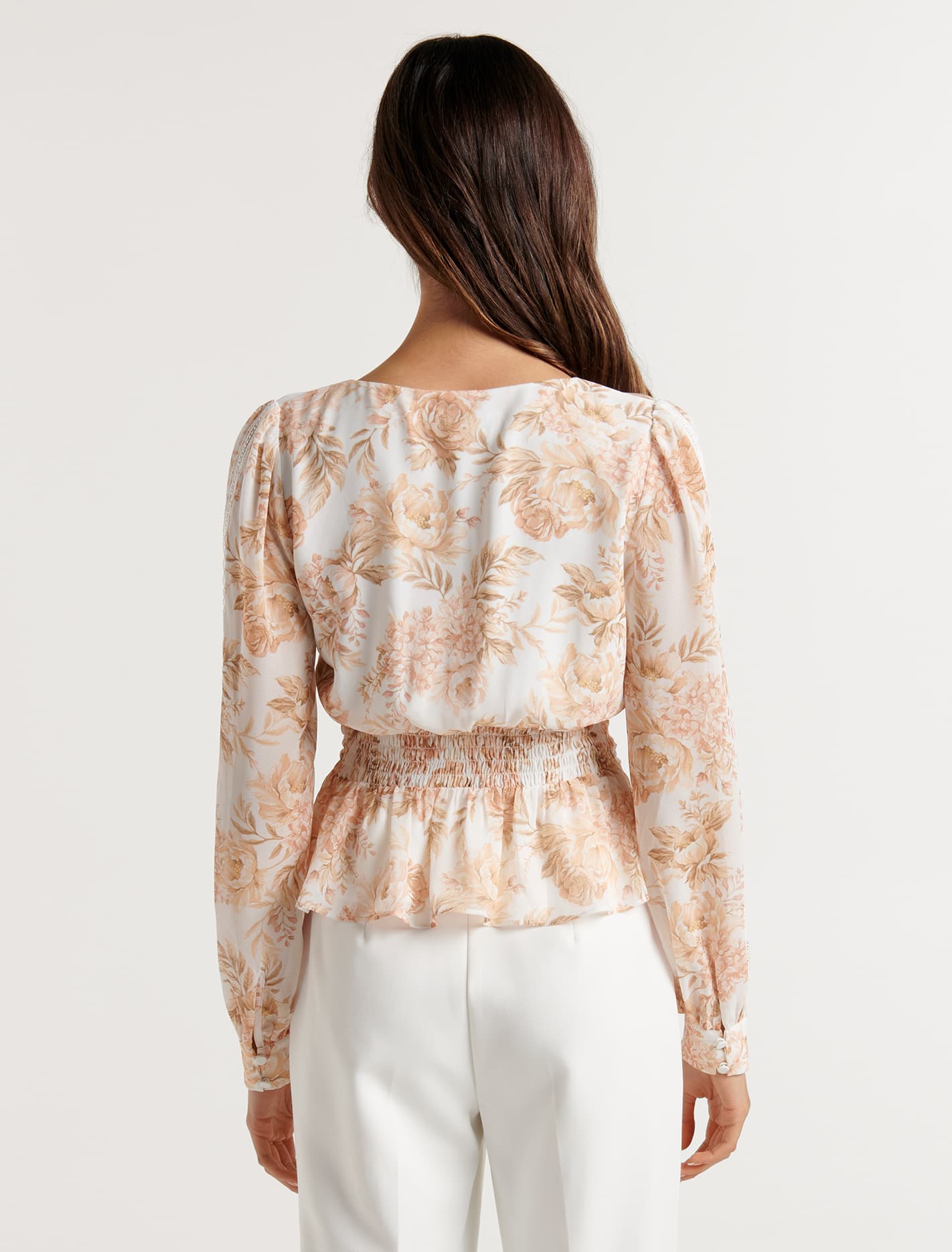 Aaliyah Trim Spliced Blouse Gold Athena Floral