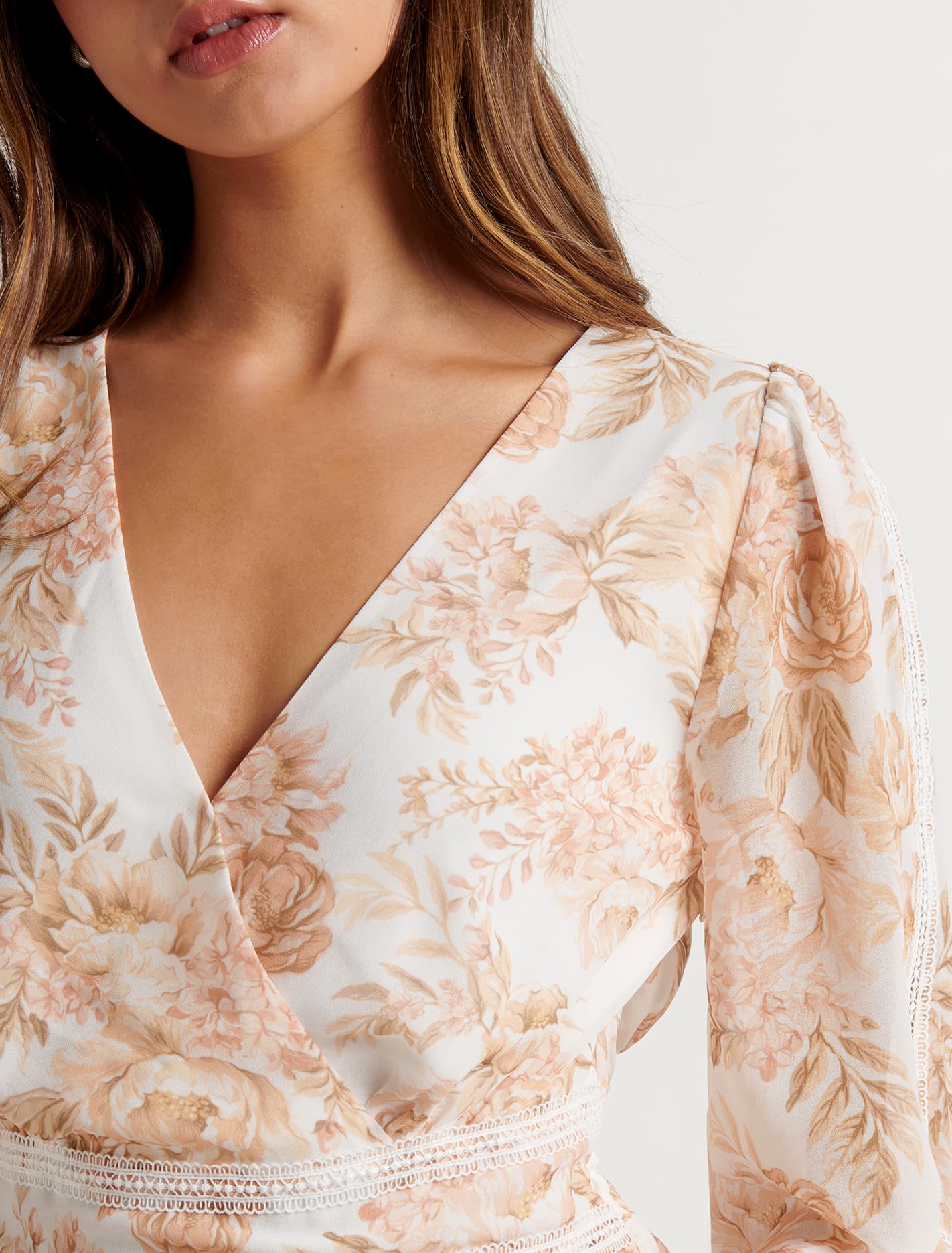 Aaliyah Trim Spliced Blouse Gold Athena Floral