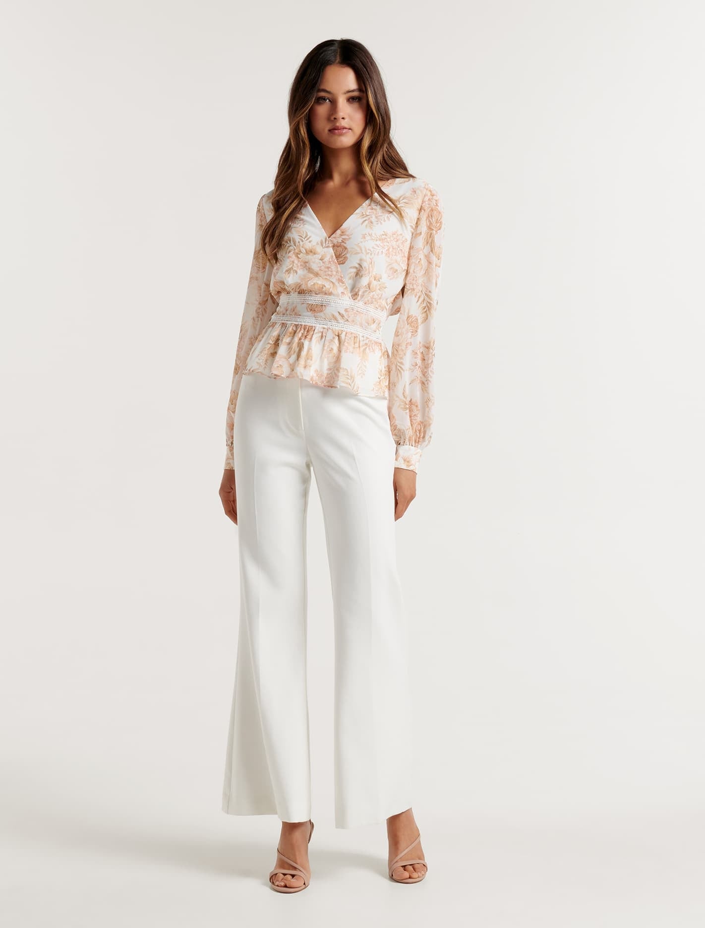 Aaliyah Trim Spliced Blouse Gold Athena Floral