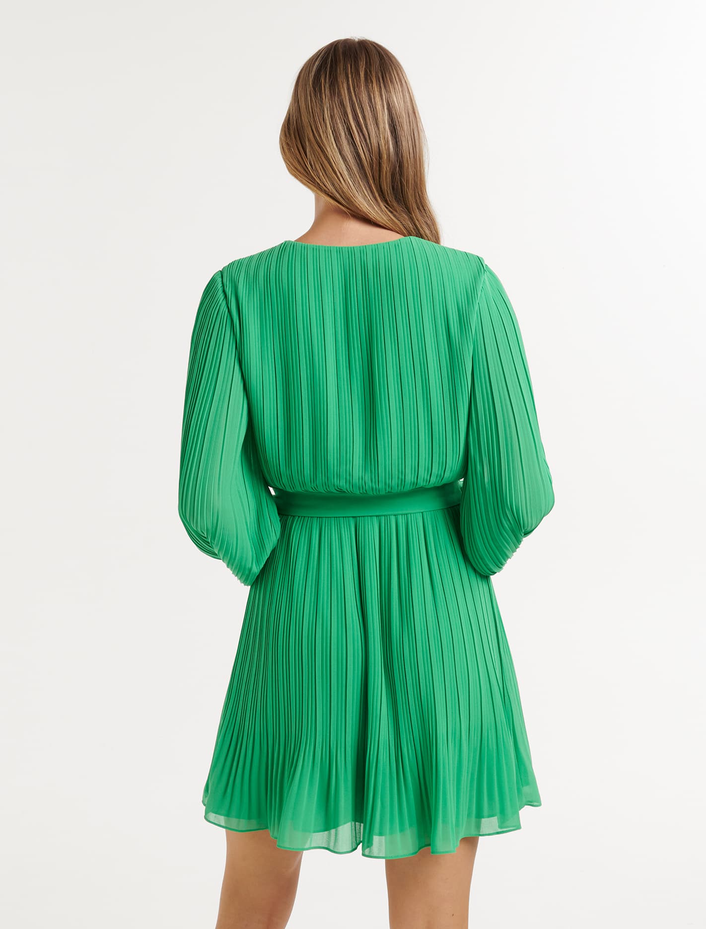 Dion Pleat Detail Mini Dress Energetic Jade