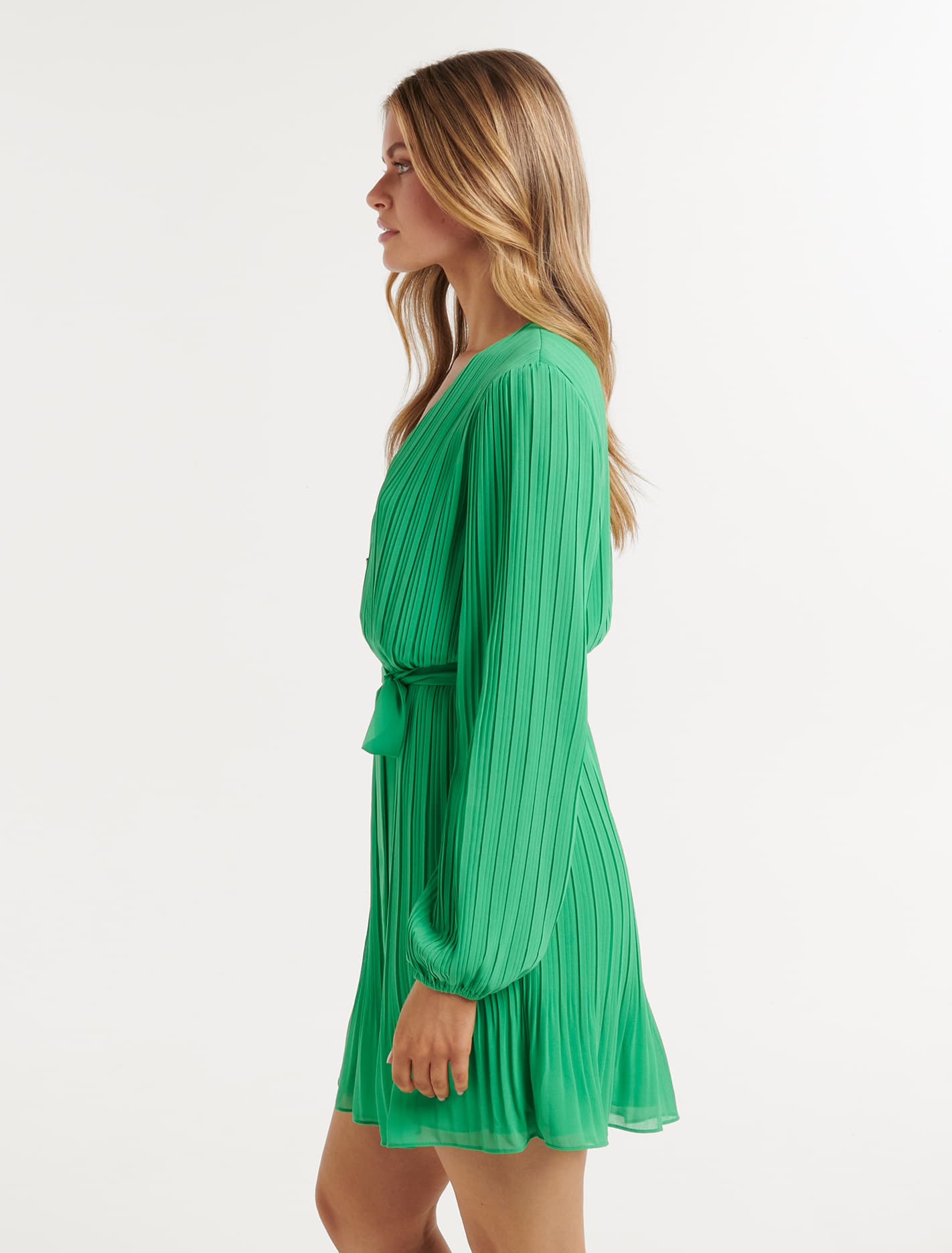 Dion Pleat Detail Mini Dress Energetic Jade