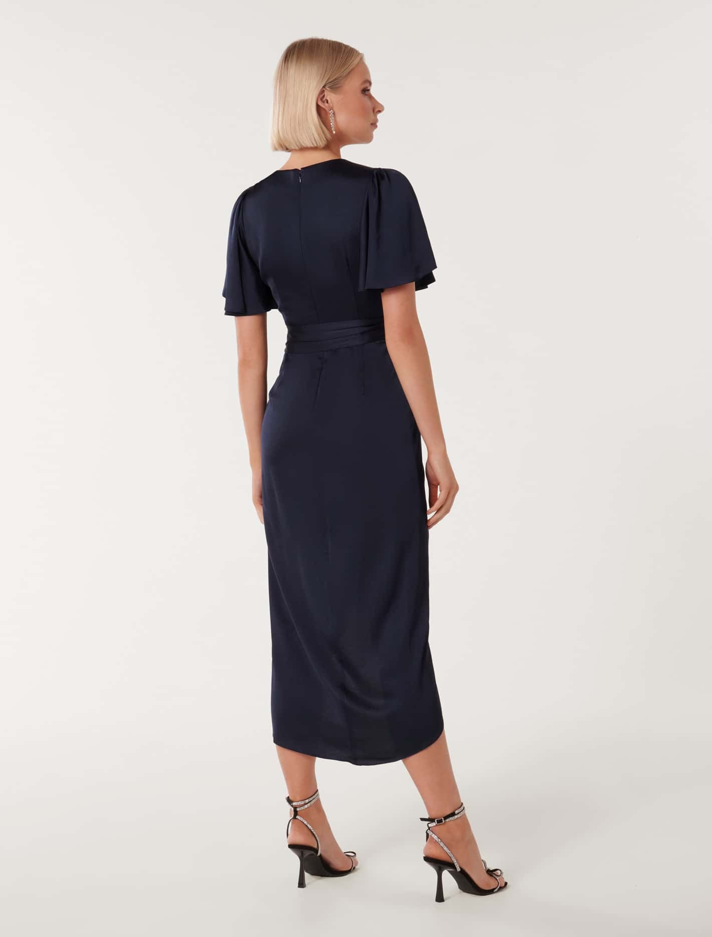 Carolina Satin Midi Dress Navy