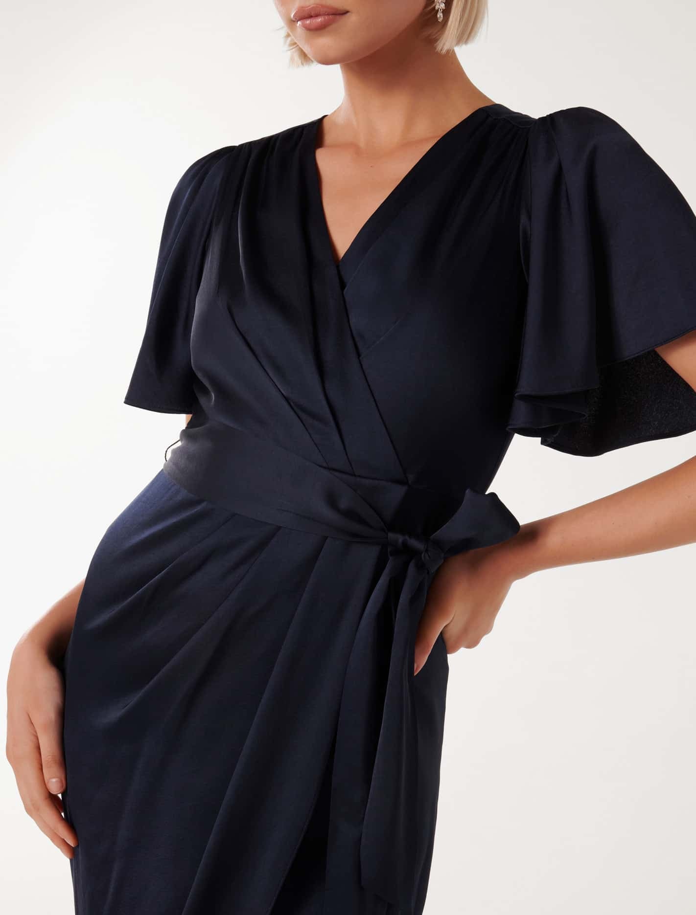 Carolina Satin Midi Dress Navy