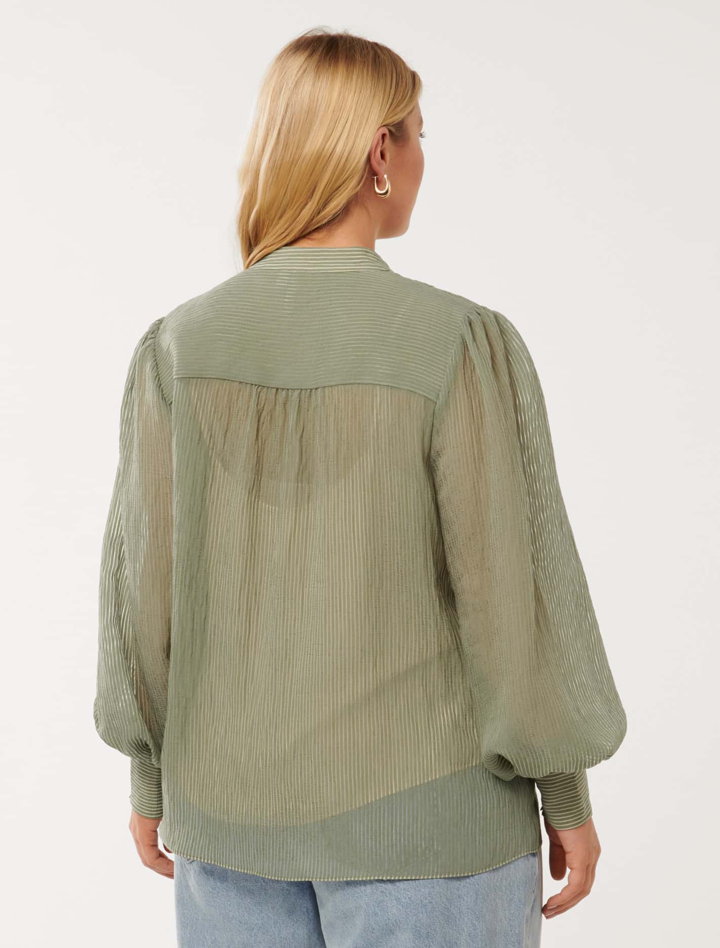 Leo Curve Soft Stripe Blouse Soft Sage